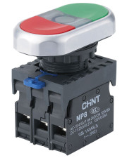 Двойная кнопка Chint NP8-11SD 1NO+1NC AC 24В с желтой подсветкой IP65 (667169)