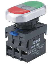 Двойная кнопка Chint NP8-11SD 1NO+1NC AC 110В-220В с зеленой подсветкой IP65 (667173)