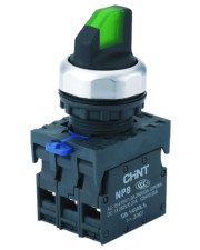 Переключатель Chint NP8-20XD/21 2NO AC 110В-220В с фиксацией зеленый IP65 (667204)