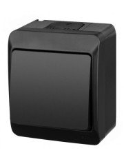 Вимикач накладний 1-клавішний чорний Elektro-Plast Hermes IP44, 0331-09