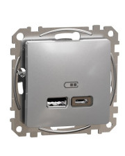 USB-розетка Schneider Electric Sedna Design & Elements A+C 2,4A алюминий SDD113402
