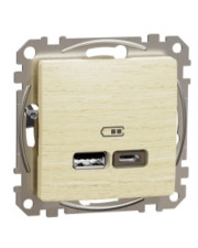USB-розетка Schneider Electric Sedna Design & Elements А+С 2,4А береза SDD180402