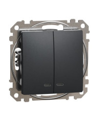 Двухклавишный выключатель Schneider Electric Sedna Design & Elements с подсветкой черный SDD114105L
