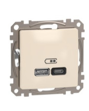 Розетка USB Schneider Electric Sedna Design & Elements A+C 3A 45Вт бежевая SDD112404
