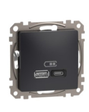 Розетка USB Schneider Electric Sedna Design & Elements A+C 3A 45Вт чорна SDD114404