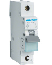 Автоматический выключатель Hager MCS163 QC 6кА C 63A 1P