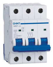 Модульный автоматический выключатель Chint NB1-63 3P C63 6кА DB (179710)