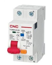 Диференційний вимикач CNC YCB6HLN-63 40А 1Р+N 6кА 30мА (Б00034870)