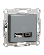 USB розетка Schneider Electric Asfora EPH2700362 USB/Type-C 2,4А сталь