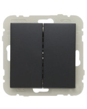 Двухклавишный лестничный выключатель Logus 21101 TPM 10АХ 250В (черный матовый)