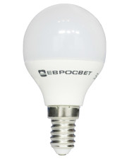 LED лампочка P-5-4200-14 5Вт Евросвет 4200К шар, Е14