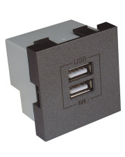 Механизм двойной USB розетки Logus 45439 SAL CHARGER TYPE «A» (алюминий)