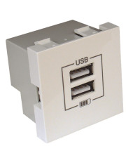 Механизм двойной USB розетки Logus 45439 SBR CHARGER TYPE «A» (белый)