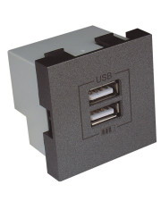 Механізм подвійної USB розетки Logus 45439 SIS CHARGER TYPE "A" (сірий)