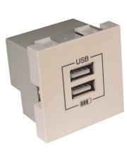 Механізм подвійної USB розетки Logus 45439 SMF CHARGER TYPE "A" (бежевий)