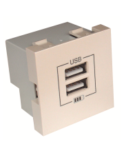 Механизм двойной USB розетки Logus 45439 SPE CHARGER TYPE «A» (жемчуг)
