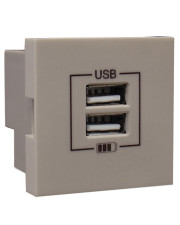 Механізм подвійної USB розетки Logus 45439 SPL CHARGER TYPE "A" (платина)