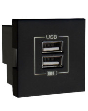 Механізм подвійної USB розетки Logus 45439 SPM CHARGER TYPE "A" (чорний)