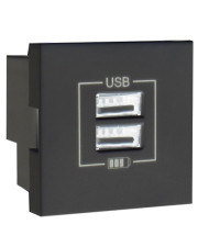 Механизм двойной USB розетки Logus 45439 SPT CHARGER TYPE «A» (черный)