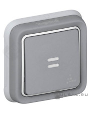 Выключатель кнопочный с НВ+НЗ контактами серый Legrand