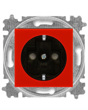 Розетка ABB Levit 5520H-A03457 65 зі шторками (червоний/димчасто-чорний)