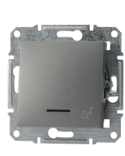 Кнопковий вимикач без рамки «Дзвінок» сталь Asfora, EPH1700162