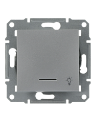 Кнопковий вимикач без рамки «Світло» алюміній Asfora, EPH1800161
