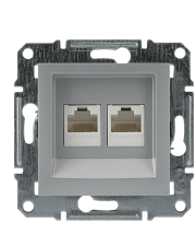 Розетка комп'ютерна 5eUTP подвійна без рамки алюмінію Asfora, EPH4400161
