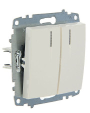 Двоклавішний вимикач ABB Cosmo 619-010200-203 з підсвічуванням (білий)