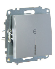 Одноклавишный проходной выключатель ABB Cosmo 619-011000-210 с подсветкой (алюминий)