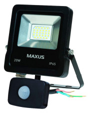Светодиодный прожектор Maxus 20Вт 5000K с датчиком движения (1-MAX-01-LFL-2050s)