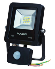LED прожектор світла, що заливає Maxus 10Вт 5000K з датчиком руху (1-MAX-01-LFL-1050s)