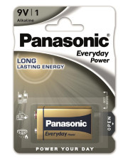 Щелочная батарейка Panasonic 6LR61REE/1B Everyday Power 6LR61 (6LF22, MN1604, MX1604) в блистере (1шт)