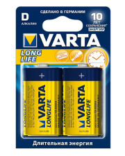 Батарейка щелочная Varta Longlife D (вакуум 2шт)