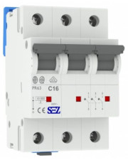 Триполюсний автомат SEZ 63 C 16А 3P (PR63C16А)