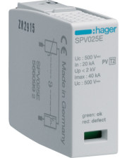 Вставной модуль Hager SPV025E на 1-полюс для разрядника SPV325 класс 2/C/T2 25кА Up <=4кВ