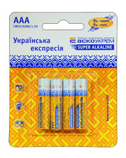 Батарейка щелочная Аско-Укрем AАА.LR03.SP4 (блистер 4шт)