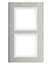 Двухместная вертикальная рамка Berker B.7 10123609 (нержавеющая сталь/полярная белизна)