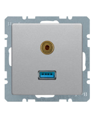 Мультимедийная USB/3.5мм розетка Berker Q.x 3315396084 (алюминий)
