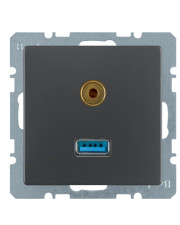 Мультимедийная USB/3.5мм розетка Berker Q.x 3315396086 (антрацит)