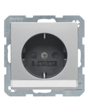 Розетка Berker Qx 47496084 з полем для напису із захистом контактів із заземленням (алюміній)