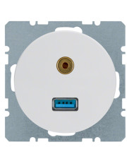 Мультимедийная USB/3.5мм аудио розетка Berker R.x 3315392089 (полярная белизна)
