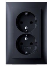 Подвійна розетка Berker S.1 47591606 із захистом контактів із заземленням (антрацит)