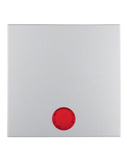 Клавиша одинарная с красной линзой, алюминий, Berker B.3/B.7