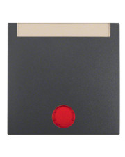 Клавіша одинарна з червоною лінзою та полем для напису, антрацит, Berker B.3/B.7