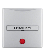 Накладка карточного выключателя для гостиниц с оттиском и красной линзой, алюминий Berker B.3/B.7