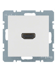 Розетка HDMI, підключення ззаду під кутом 90 градусів, полярна білизна матова Berker S.1/B.3/B.7