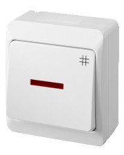 Выключатель проходной 1-кл. с подсветкой белый Elektro-Plast Hermes IP44, накладной, 0348-02