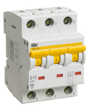 Автоматический выключатель IEK ВА47-60 3Р 10А 6кА «B» (MVA41-3-010-B)