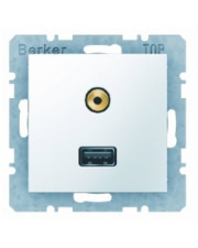 Розетка USB/3.5мм аудио, полярная белизна Berker S.1